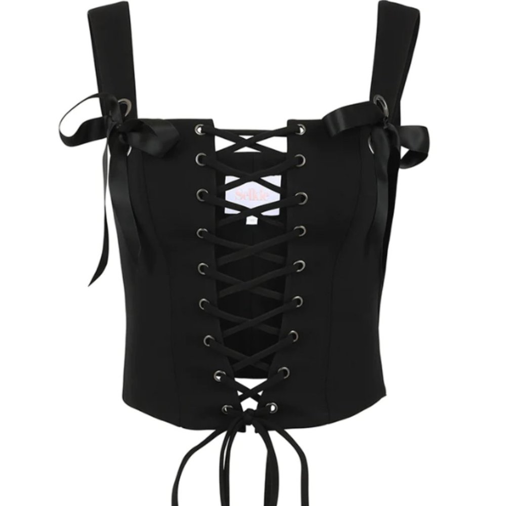 Selkie Caviar Ponte Ribbon Corset Size M NWT